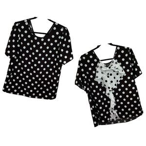 Polka Dot Bow-Back Blouse Top XL